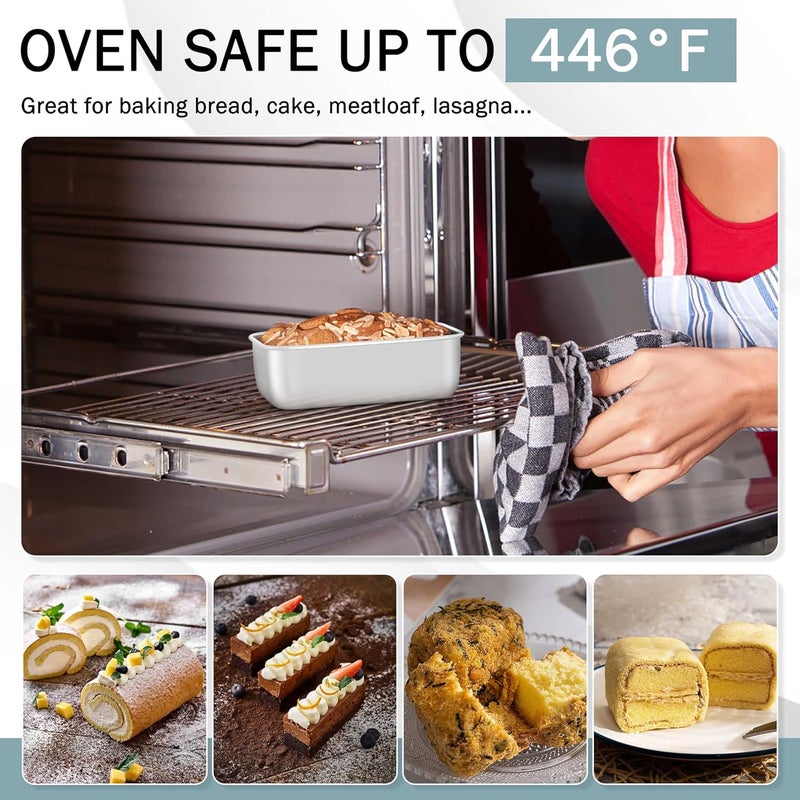 TeamFar Mini Loaf Pan, 4 PCS Stainless Steel Loaf Pans for Baking Bread, 6.3 x 3.5 Inch Bread Baking Pan for Homemade Bread, Meatloaf, Cake and Brownies, Non-Toxic, Oven & Dishwasher Safe - Image 5
